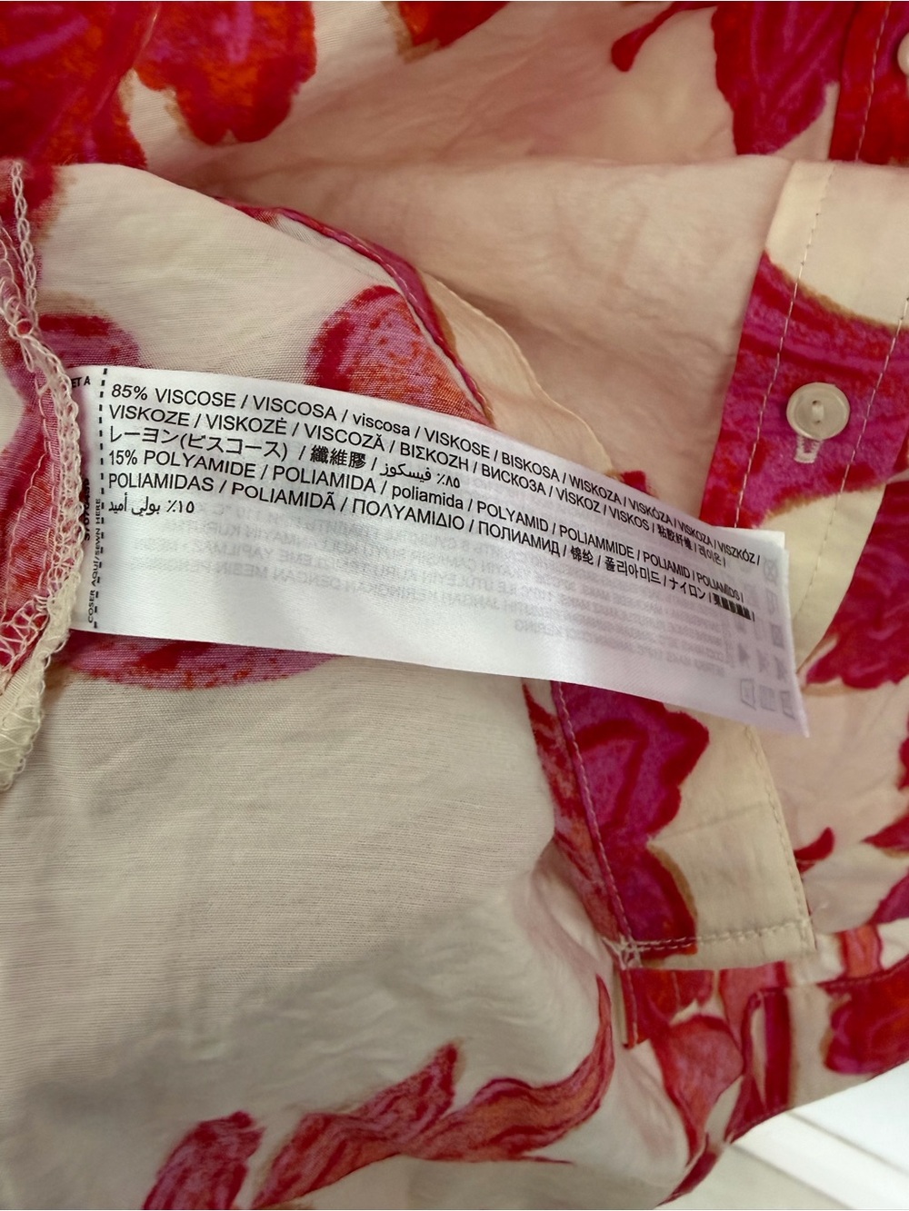 MANGO WOMEN Floral Button-Down Shirt in Pink and Cream Size 4 - Picture 7 of 7